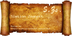 Simtion Zsanett névjegykártya